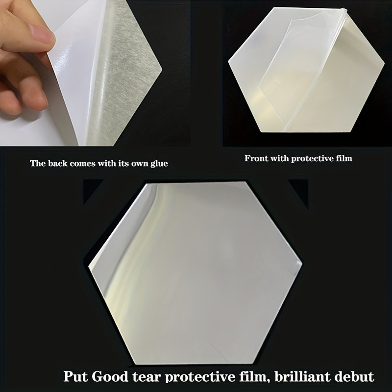12pcs 3D Hexagon Mirror Wall Stickers Self-adhesive Acrylic Home Decor