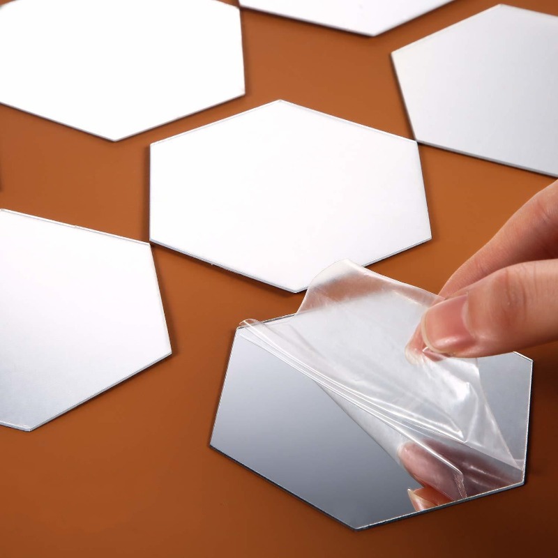 Hexagonal Acrylic Mirror Wall Stickers Diy Acrylic Self - Temu