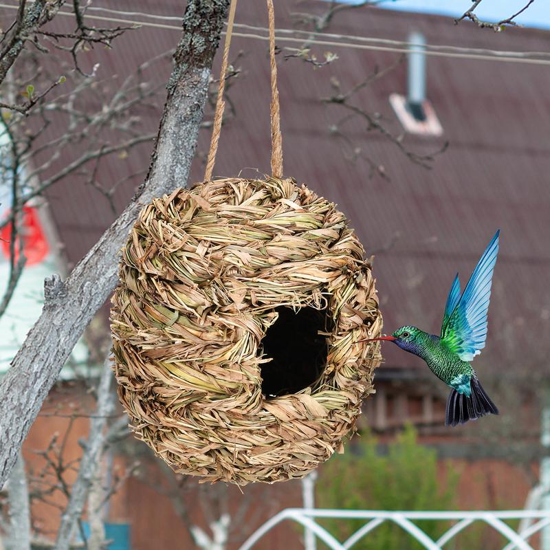 Hummingbird House Hand-Woven Natural Grass Hummingbird House For