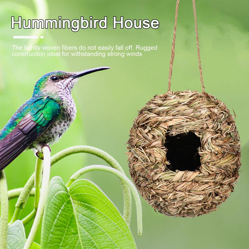 Acheter Nid d'oiseau suspendu en herbe naturelle, maison d'oiseau tissée à  la main, maison de colibri suspendue à l'extérieur