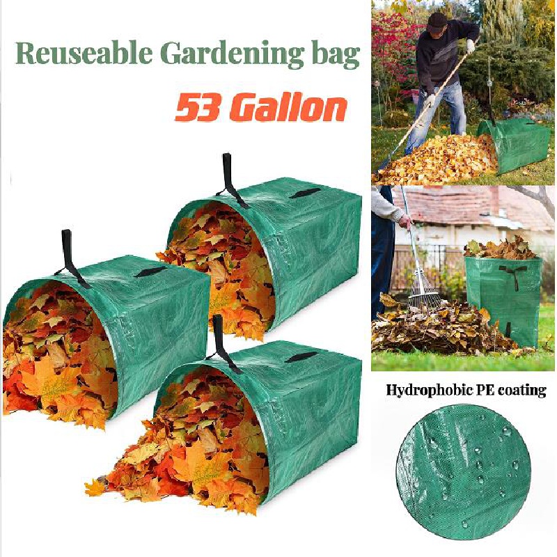 pinnacleT1 Lawn and Leaf Bags,63 Gallons Reusable Garden Bags,Heavy Duty  Collapsible Yard Lawn Gardening Waste Bags and Debris Container