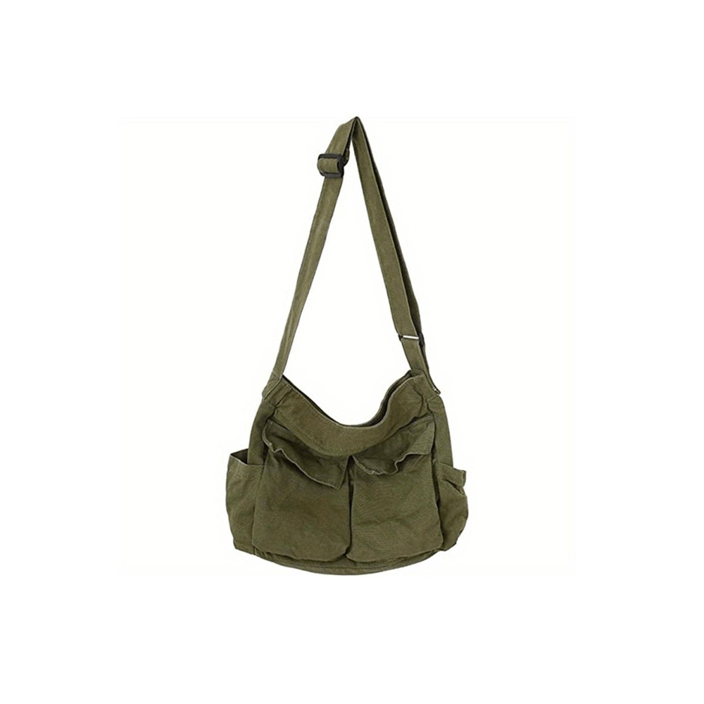 Simple Canvas Messenger Bag, Large Capacity Crossbody Bag, Trendy Student  Flap Shoulder Bag - Temu