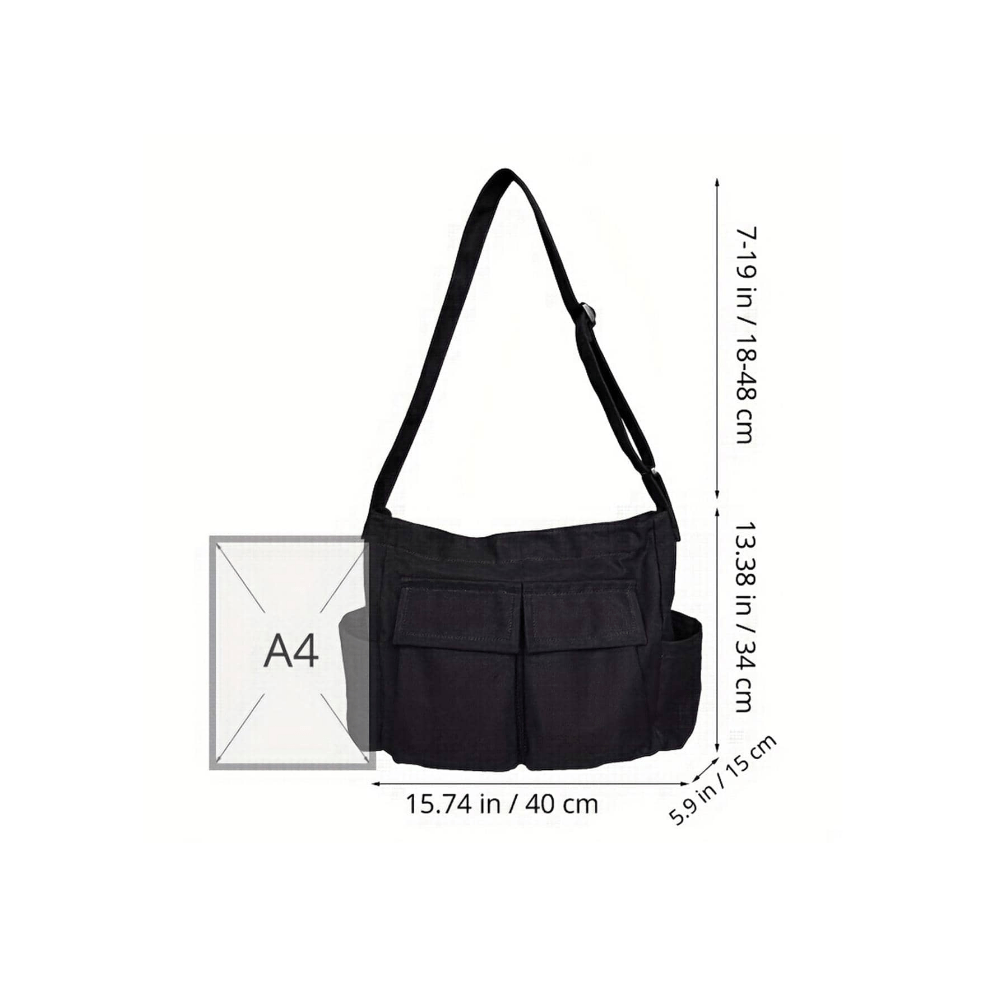 Vintage Canvas Messenger Bag, Large Capacity Crossbody Bag, Multi