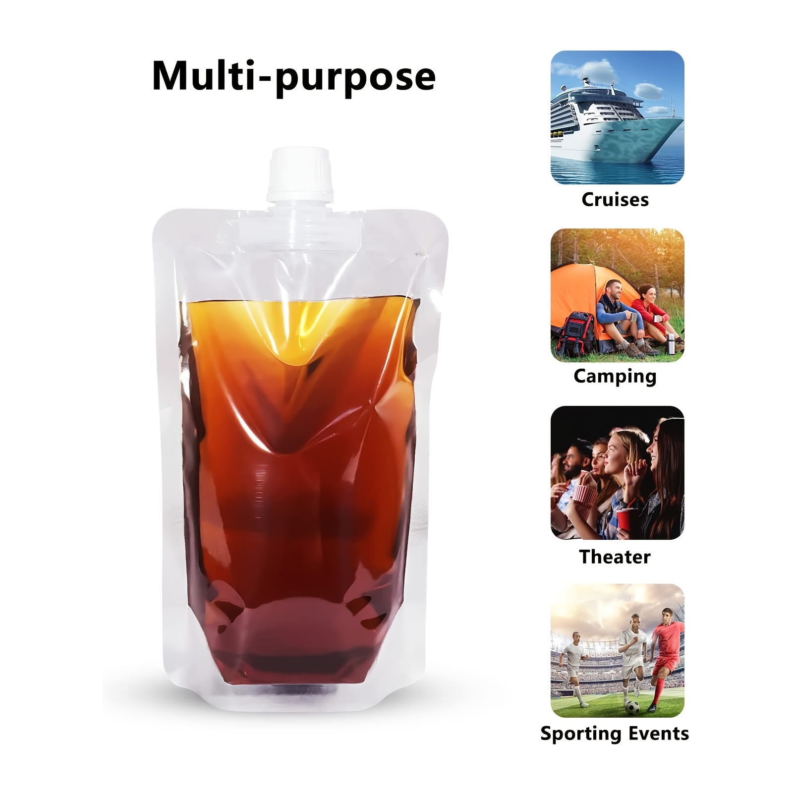  24 Pcs Plastic Flasks, 8 Oz Concealable and Reusable Drink  Pouches, Leak-Proof Food Grade Plastic for Travel : Home & Kitchen