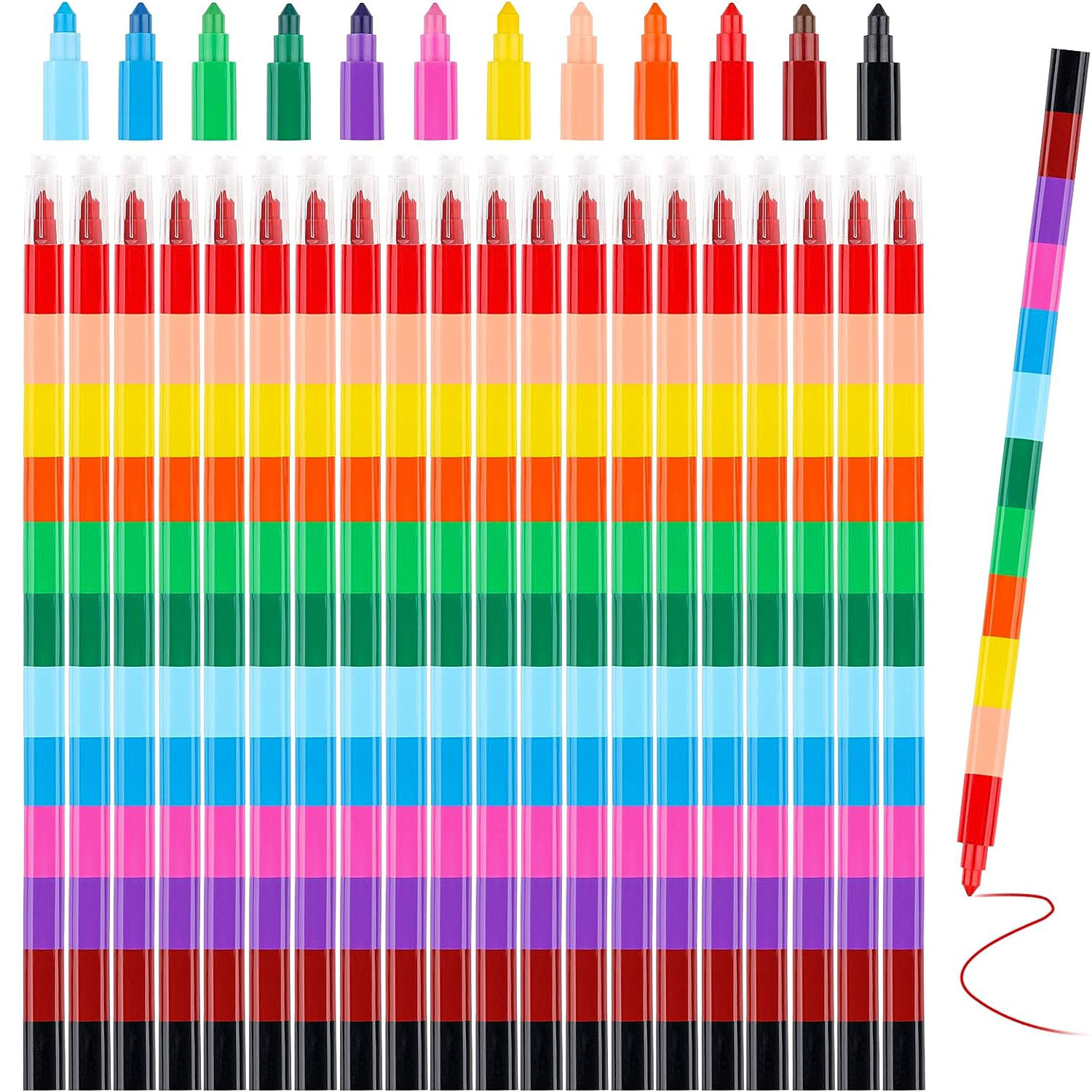 15 pièces crayon de couleurs enfants 12 couleurs en 1, crayons de couleur  empilables pour enfants, comme cadeau