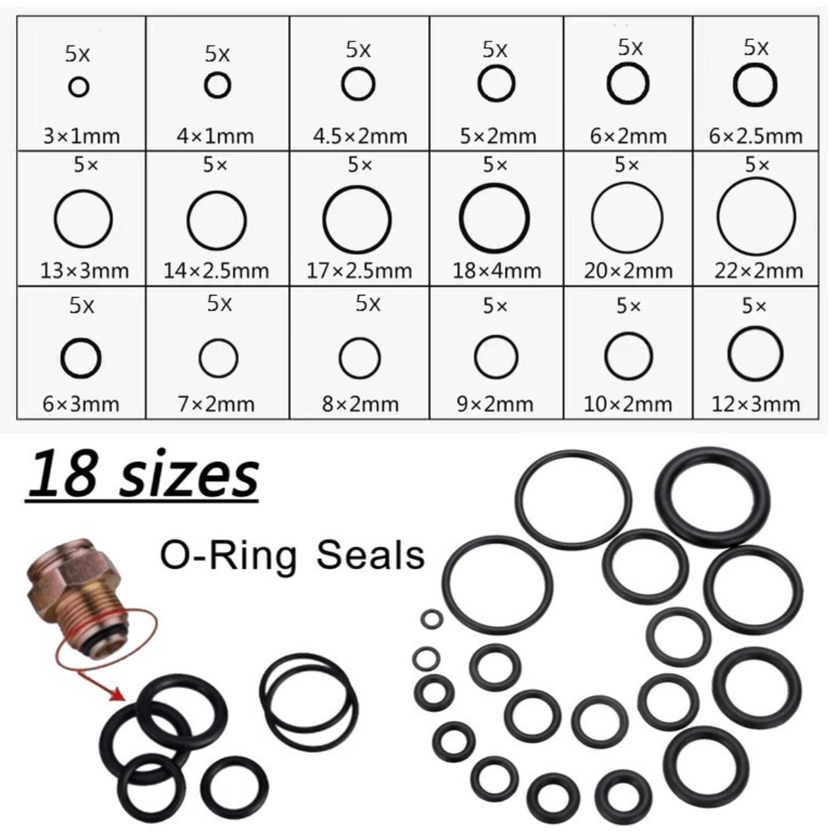 279Pcs Plumbing O Ring Seals , Rubber O Ring O Rings Assortment