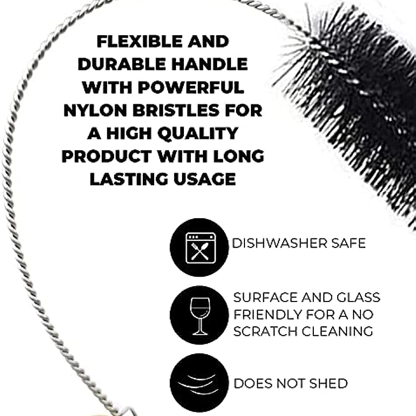 Long Straw Brush, Nylon Pipe Tube Cleaner 8.2-ihch 10 Different Diameters  Set of 10