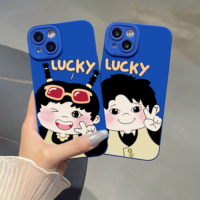 Funny Cartoon Cute Boy Black Phone Case For iphone 15 14 11 12 13 Pro Max  XR 7 8