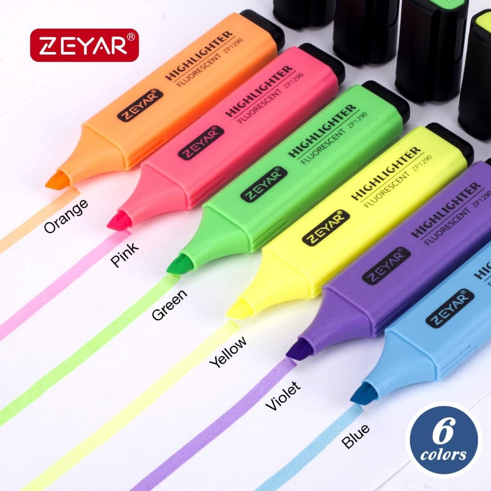  Highlighters Pen, Assorted Pastel Colors Chisel Tip