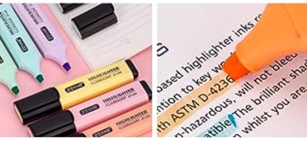 Surligneurs, Pastel Colors Chisel Tip Marker Pen, Couleurs assorties, à  base d'eau, Séchage rapide (6 couleurs Macaron)