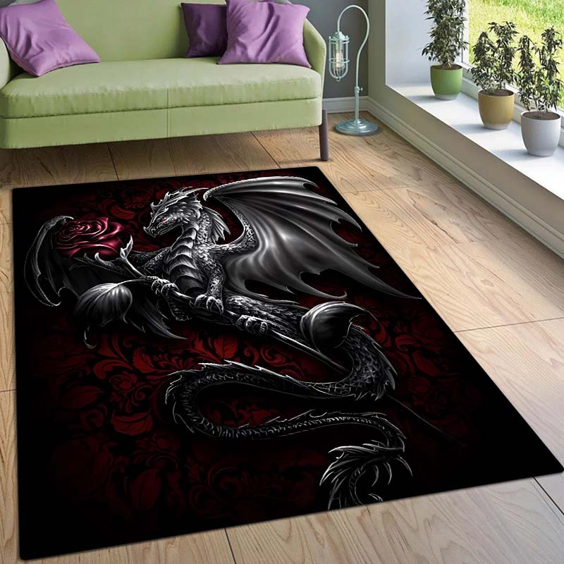 Comprar Alfombra con estampado de dragón con diseño de rosa, alfombra  antideslizante, felpudo para dormitorio, sala de estar, cocina, esteras  para suelo