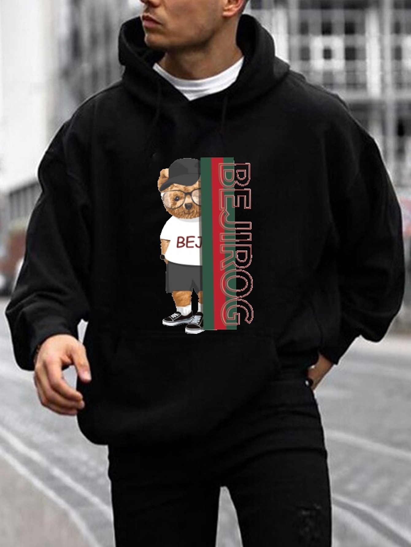 Stylish Teddy Bear Print Hoodie Cool Hoodies Men Men's - Temu