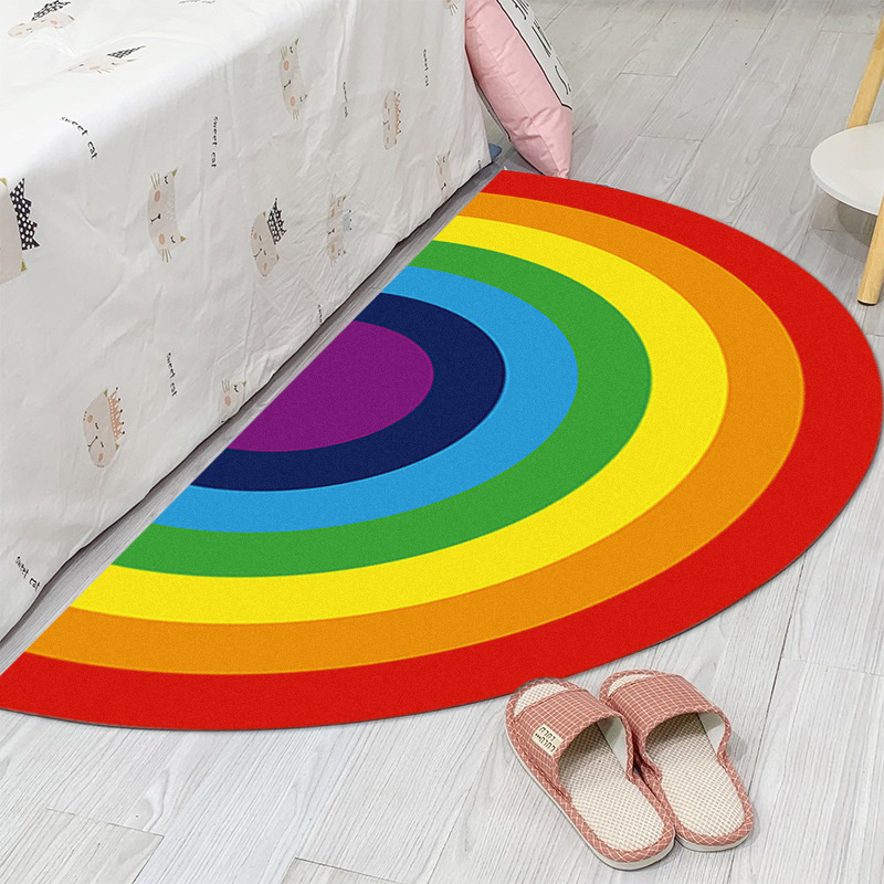 Felpudo semicircular con estampado de arcoíris para interior y exterior,  alfombras de PVC antidesgaste, impermeables, antideslizantes para  dormitorio - AliExpress