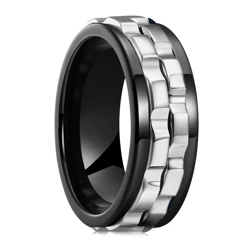fashion punk rotating fidget ring stainless steel chain spinner rings for biker party jewelry Product details 9