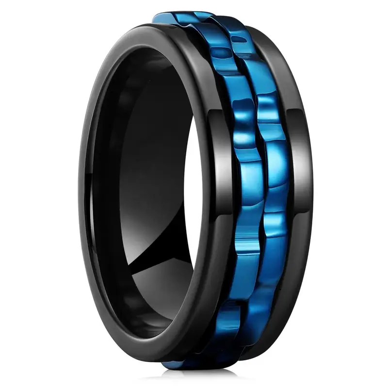 fashion punk rotating fidget ring stainless steel chain spinner rings for biker party jewelry Product details 7