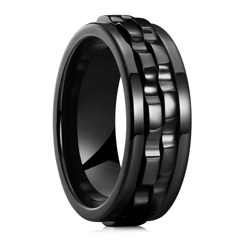 fashion punk rotating fidget ring stainless steel chain spinner rings for biker party jewelry Product details 8