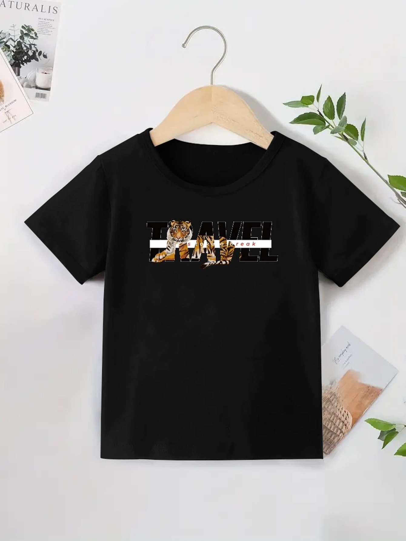 Cool Tiger And Letter Print T Shirt Tees For Kids Boys Casual