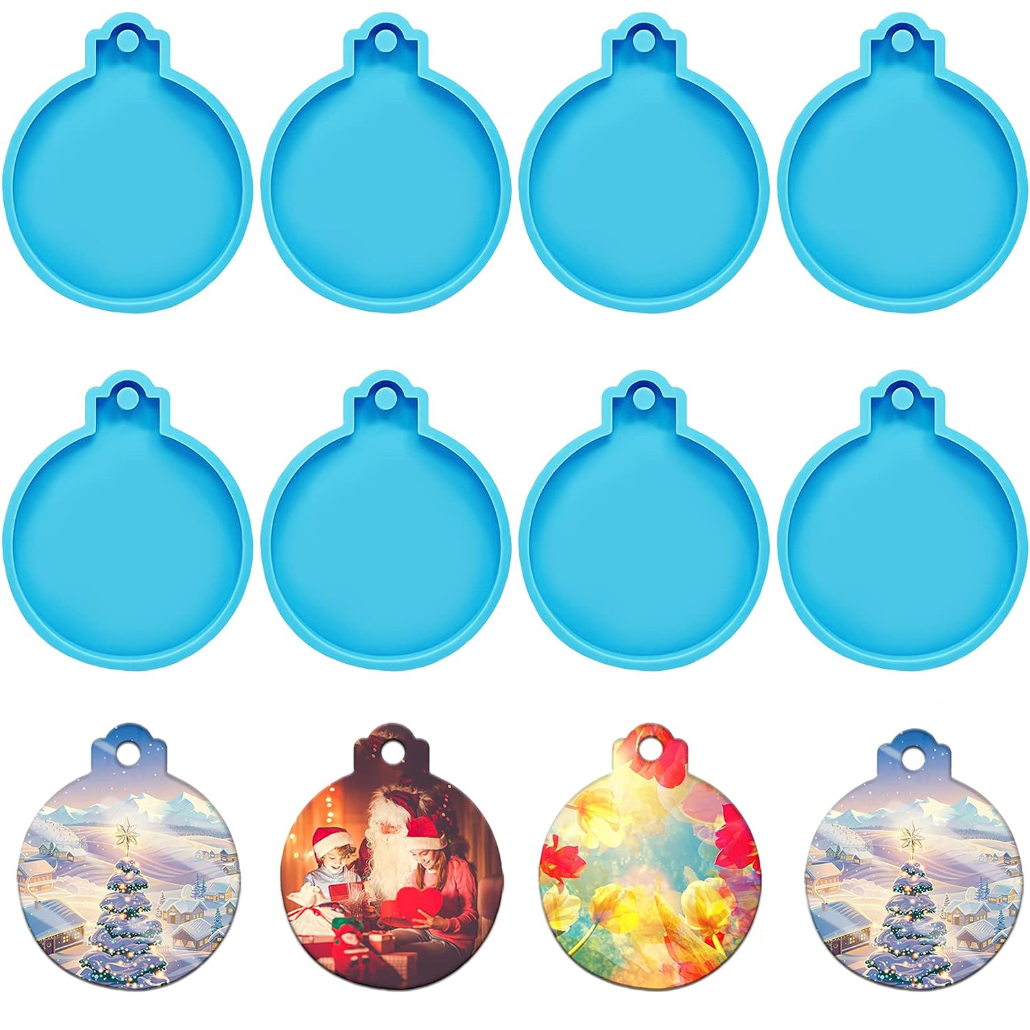 Christmas Ornaments Resin Keychain Silicone Molds Round - Temu
