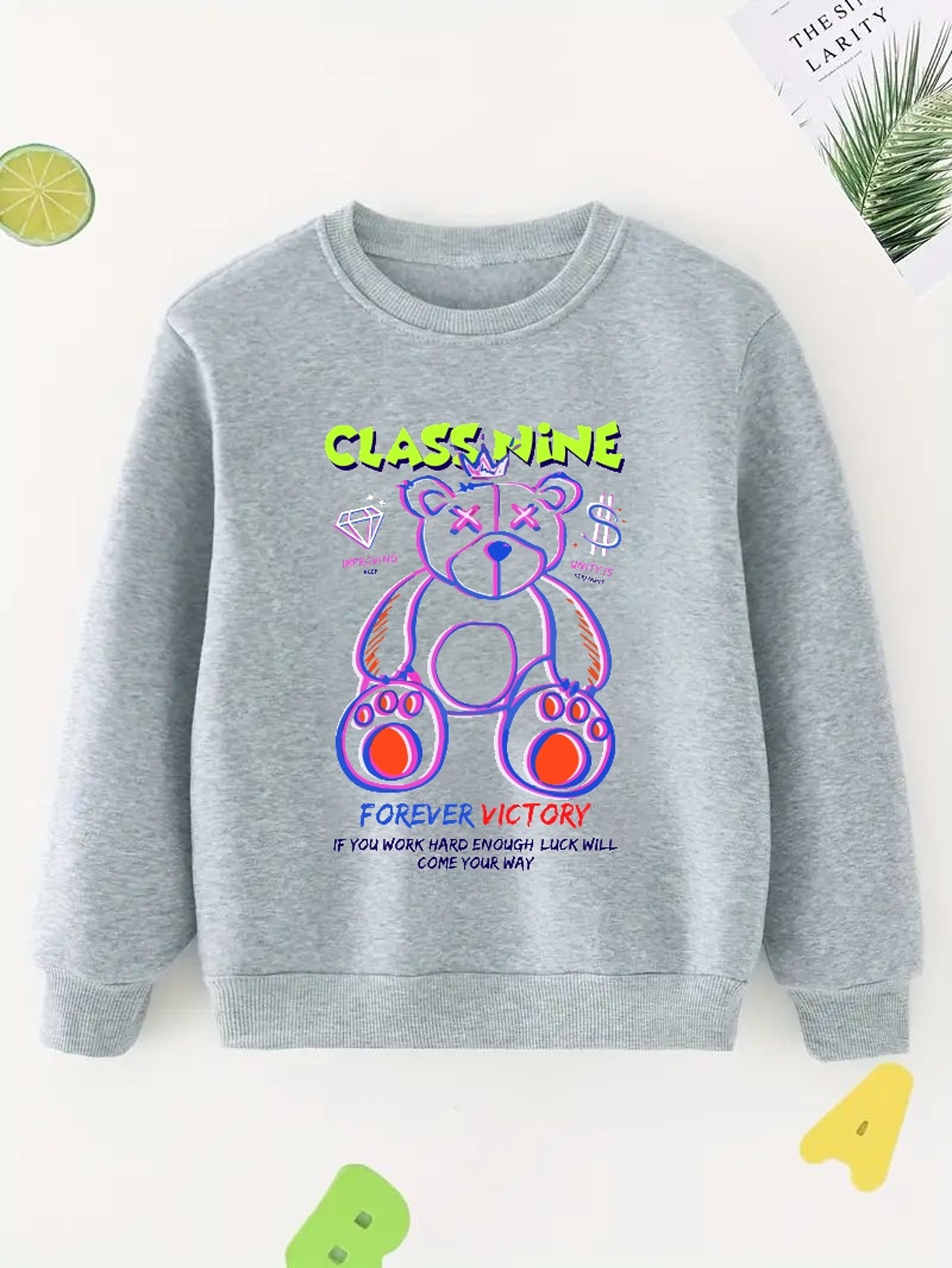 Cute Bear Pattern Print Sweatshirt For Kids Boys - Keep Your