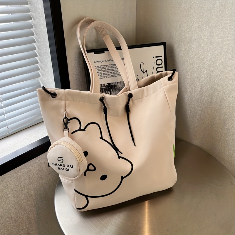 Cartoon Bear Pattern Tote Bag, Cute Corduroy Shoulder Bag, Large Handbag  For Teen Girls - Temu United Kingdom