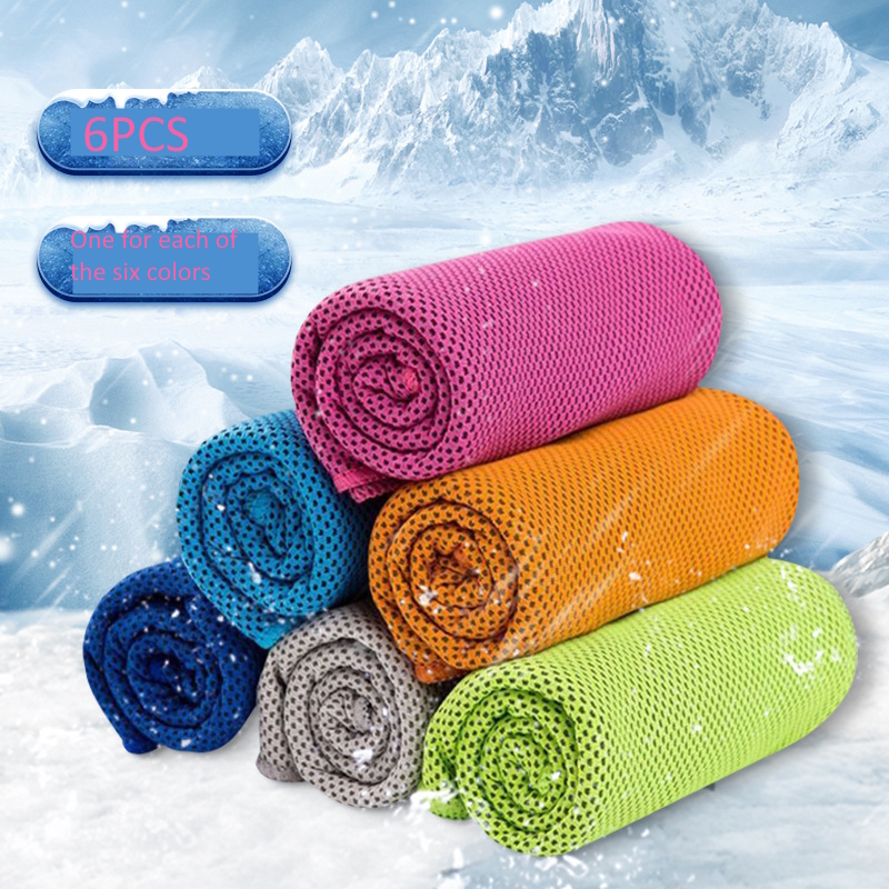 

6pcs Sports Cooling Towel, Soft Breathable Ice Towel, Microfiber Towel For Yoga, Sport, Running, Gym, Workout, Camping, Fitness, Workout & More Activities (size: 32"x12"/81.28cm*30.48cm)