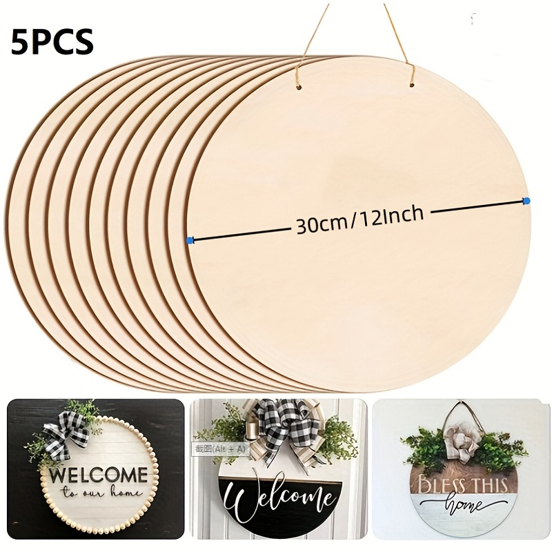 5Pcs 14 Inch Wood Circles for Crafts, Unfinished Blank Wooden