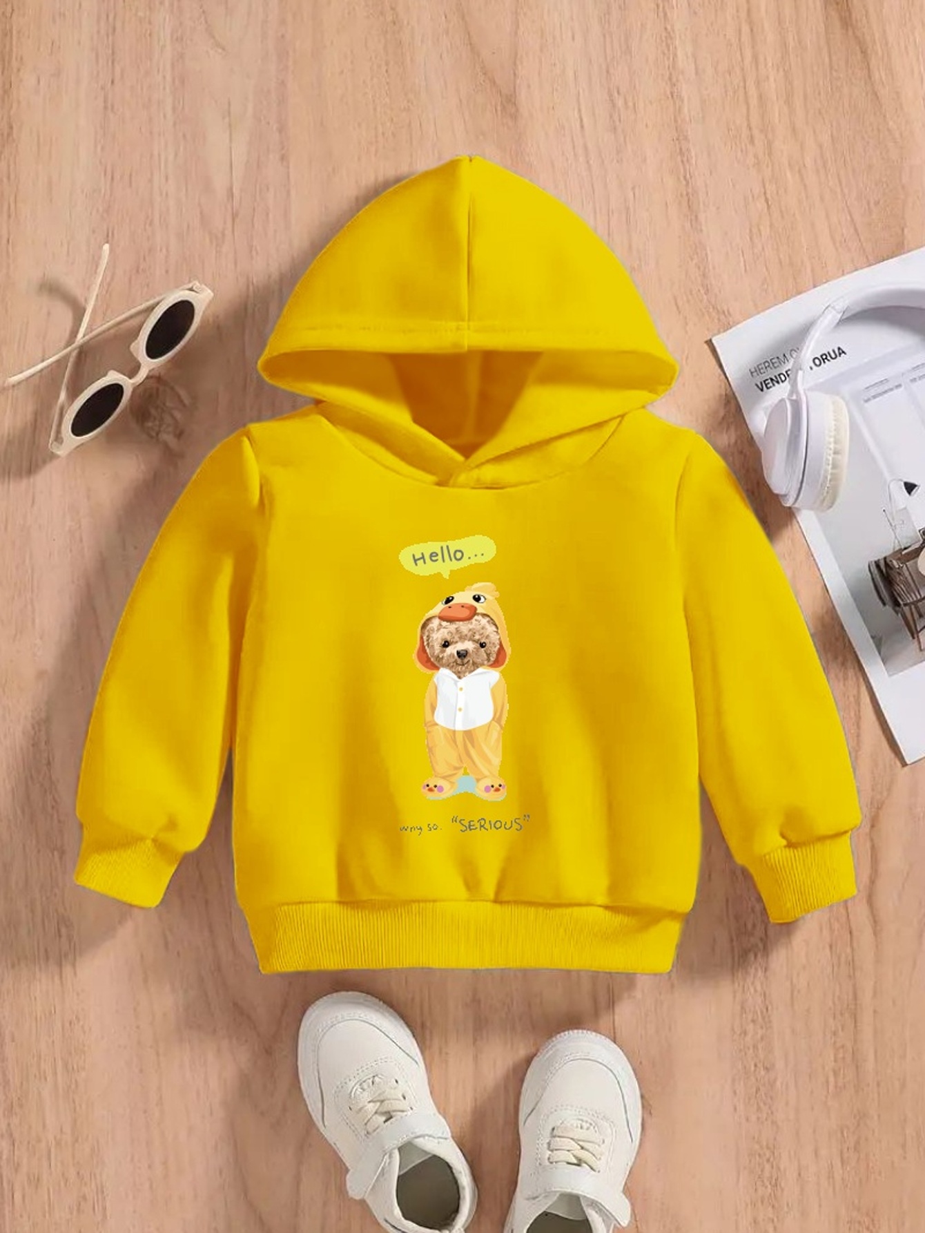 cute bear print boys casual pullover long sleeve hoodies Temu