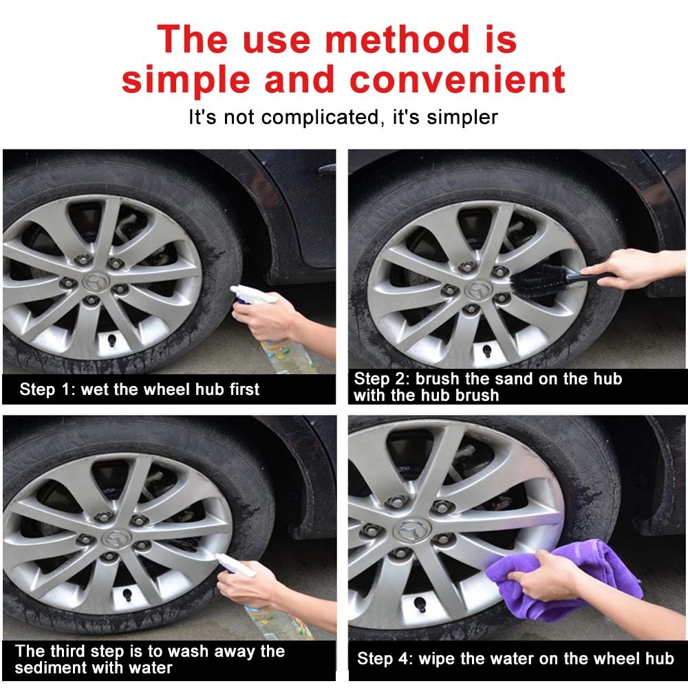 1pc Car Cleaning Brush, Car Wheel Hub Cleaning Brush Wheel Rim  CleanerDetailing Brush Cleaning Tool For Car Trunk Motorcycle Auto