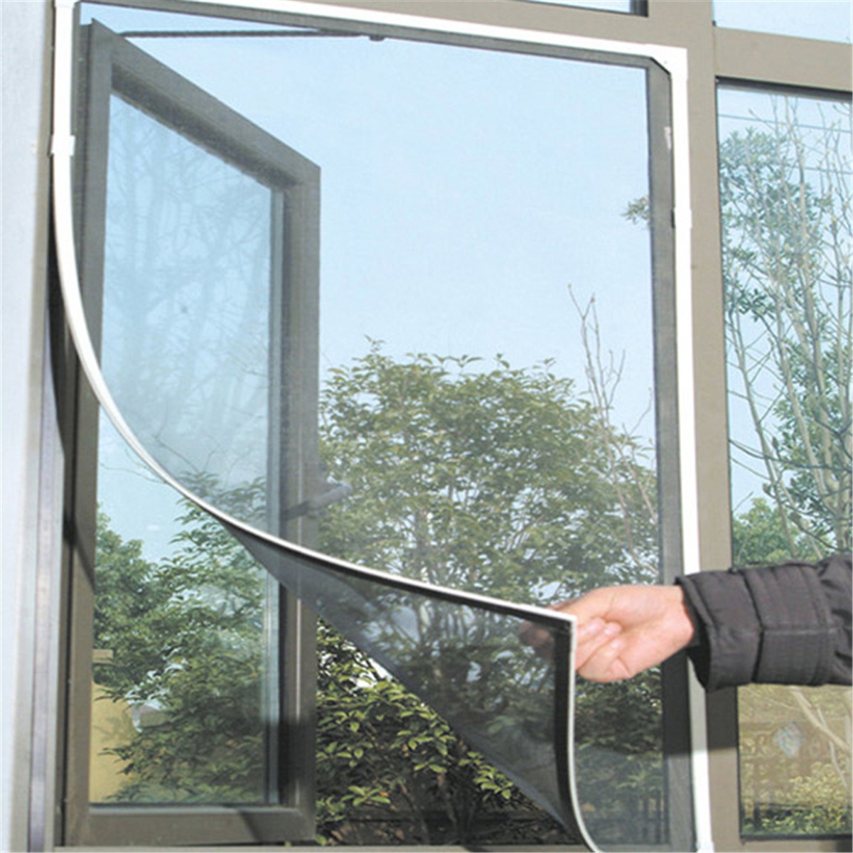 Magnetisches Moskitonetz Fenster, 80x100cm Schwarz Selbstklebende Mesh  Vorhang Moskitonetz Vorhang mit Magneten