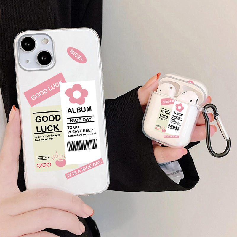 Earphone Case For 1 2 & Phone Case With Irregular Bar Graphic For