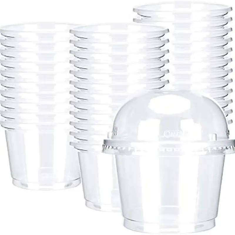 25 juegos - Vasos de plástico desechables fríos/calientes de 8 oz con tapas  de cúpula - Tazas para helado, tazón para refrigerios, recipiente para lle