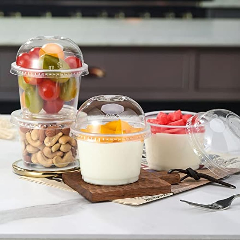 Disposable White Paper Soup Containers with Lids - Paper Ice Cream Cups - Disposable Dessert Bowls for Cold, Frozen Yogurt Cups - Food Storage