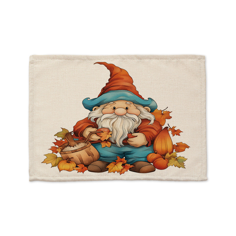  Placemat Set Happy Fall Maple Leaf Dwarf Gnome Dinner