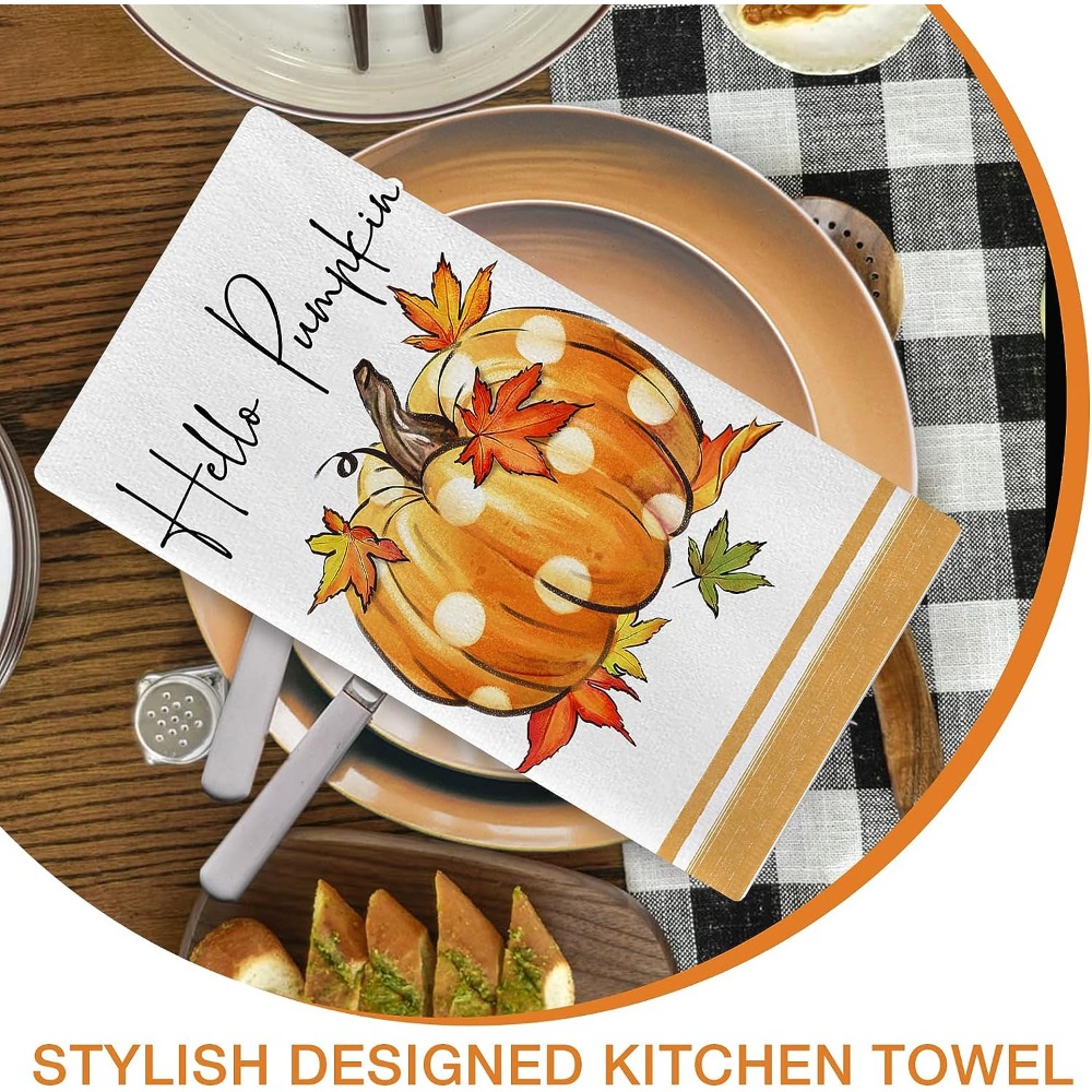 Thanksgiving Pumpkins Bathroom Towel Set,Microfiber Bath Kitchen