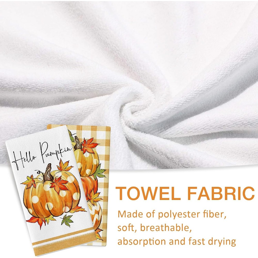 Polyester Dish Cloth Fall Dish Towels Watercolor Pumpkin - Temu