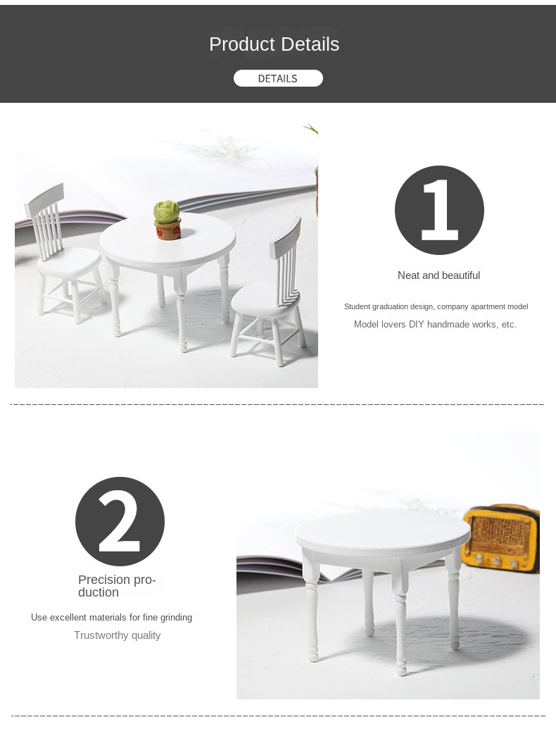 1:12 Diy Miniature Food Play White Round Table Furniture - Temu