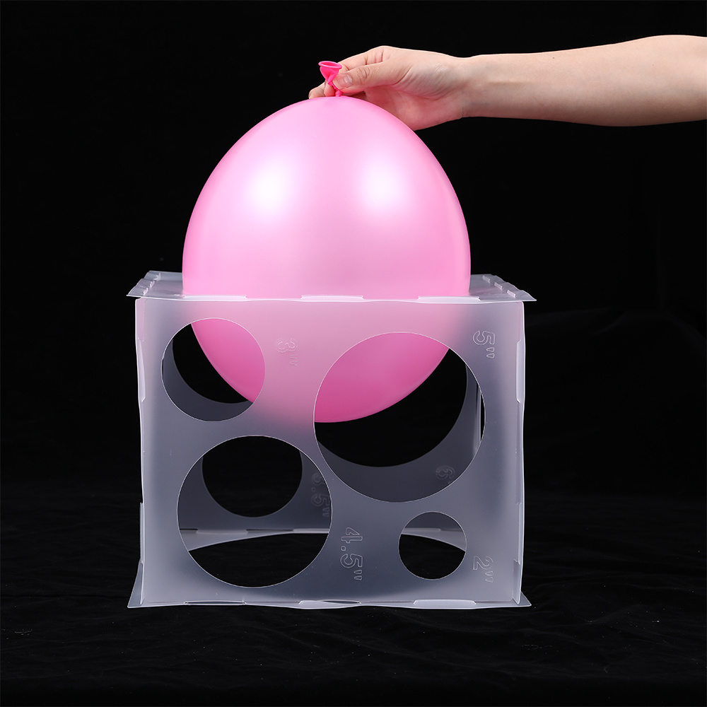 New 12 Holes Plastic Balloon Sizer Box Cube, Pink Collapsible