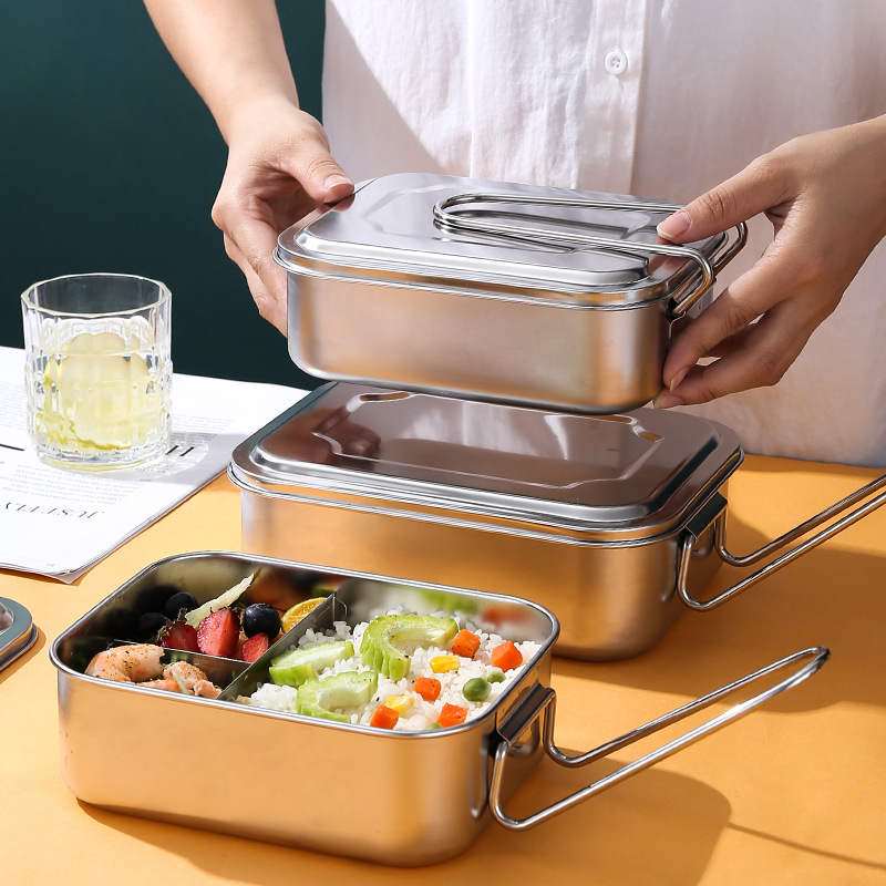 304 Stainless Steel Bento Box, Leak Proof Stainless Steel Lunch Box,stackable  Bento Box,lunch Box for Adult Children,food Storage Box 