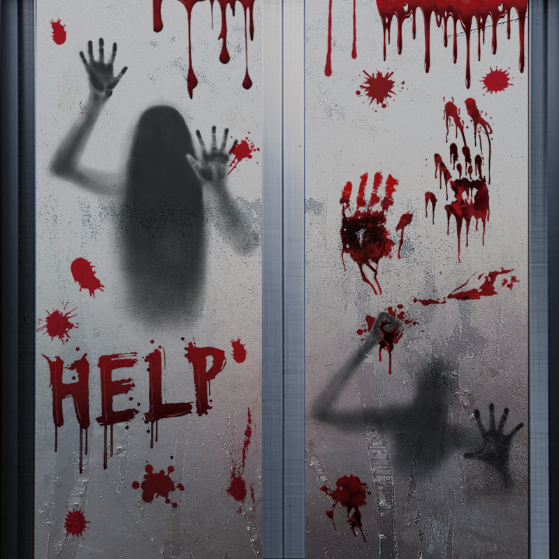 Horror Blood Hand Print Halloween Adesivos, Porta Adesivos, Janela,  Banheiro, Vidro Sombra, Decalque da parede do fantasma feminino, Decoração  do Dia das Bruxas