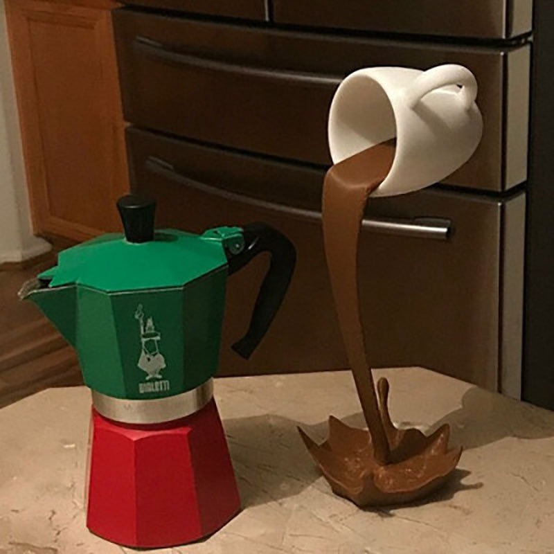 Resin Statues Floating Coffee Cup Art Sculpture