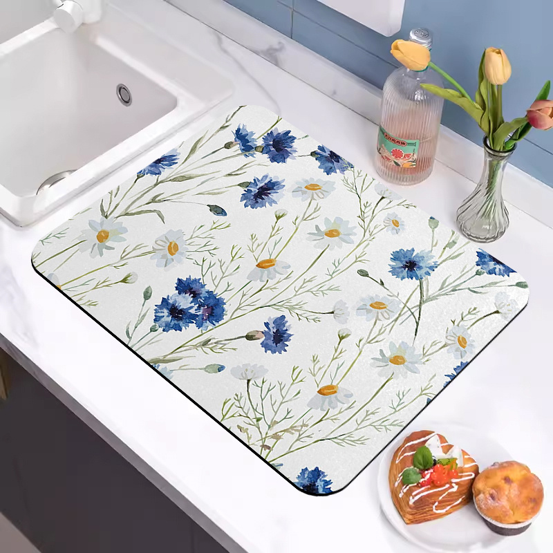 Non-slip Anti-mildew Mat Polyester Rubber Countertop Protector Mat  Splash-proof Strong Water Absorption Bathroom Kitchen Gadgets