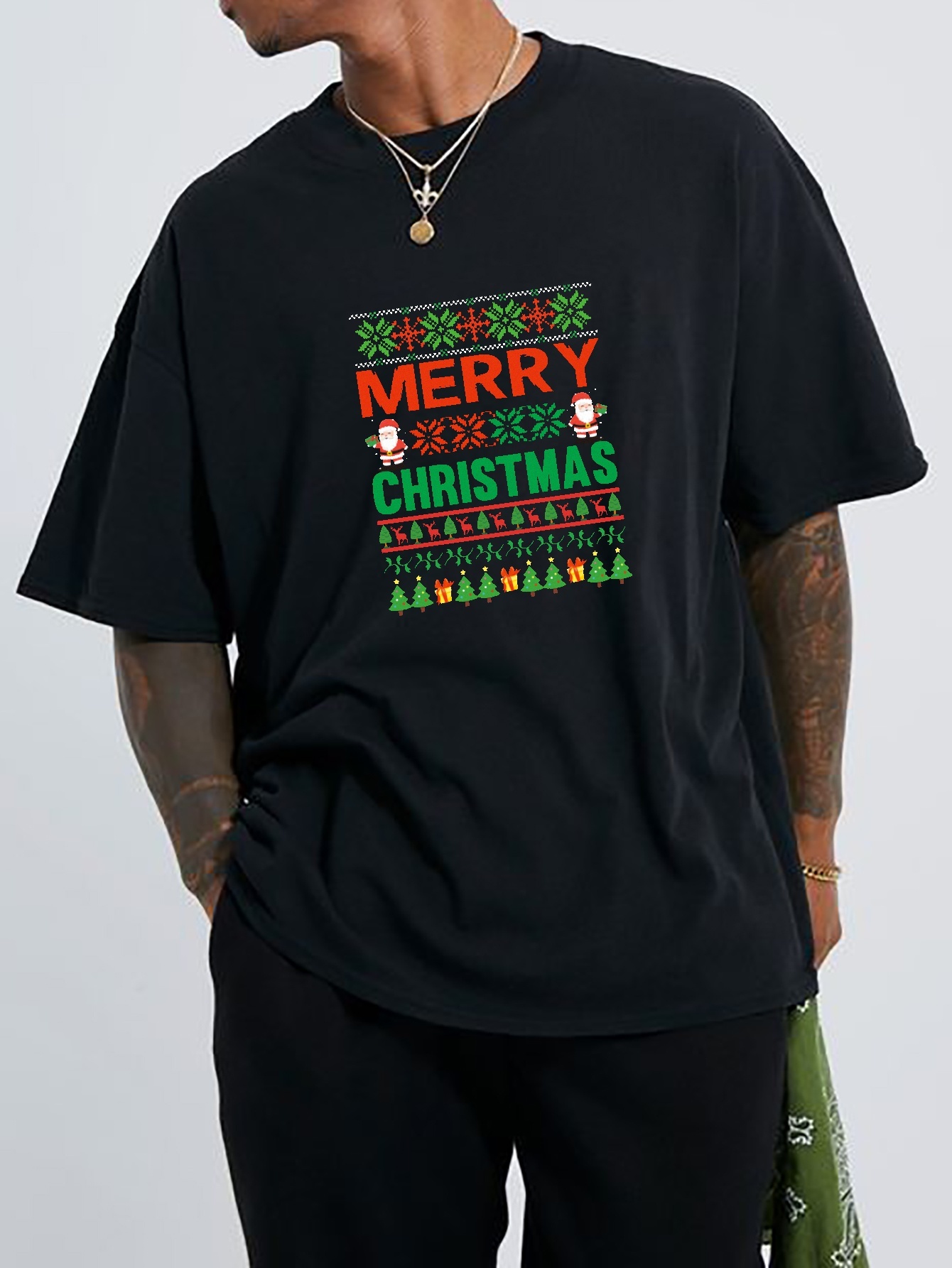 merry Christmas Graphic Print Men's Short Sleeve T shirt - Temu