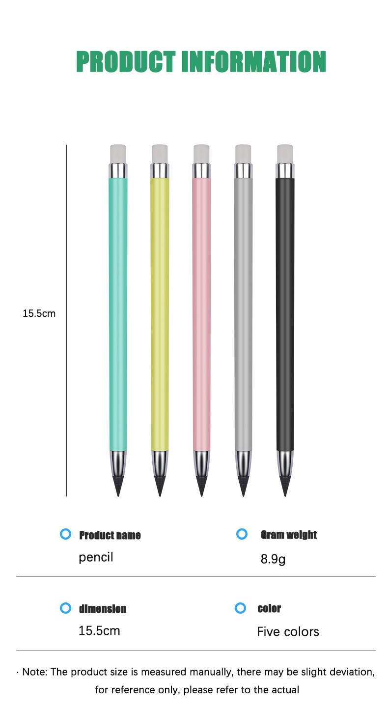 New Eternity Pencil Black Technology Never Write Incomplete Macaron Color  Without Sharpening Not Easy To Break Erasable Pencil