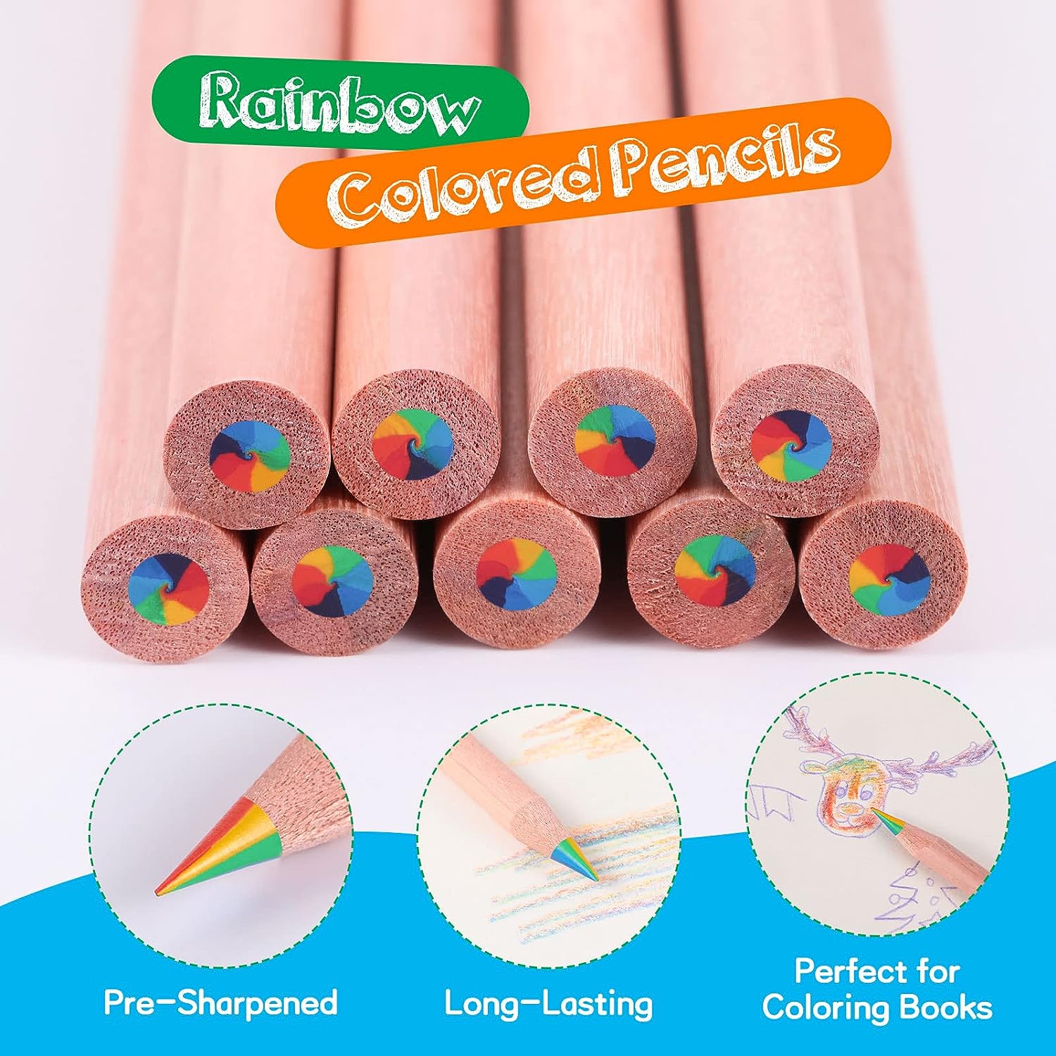 7 in 1 Rainbow Colored Pencils, Jumbo Color Pencils for Kids & Adults,  Multicolored Pencils, Drawing Pencils for Sketching & Coloring, Rainbow  Pencils