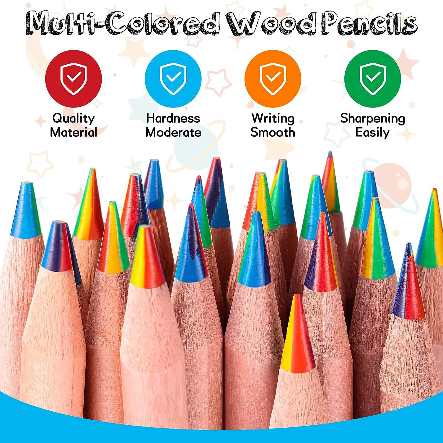 Lápices de colores arcoíris, 12 lápices de arco iris a granel para niños,  lápices de colores multicolor de madera, lápices de colores, lápices de