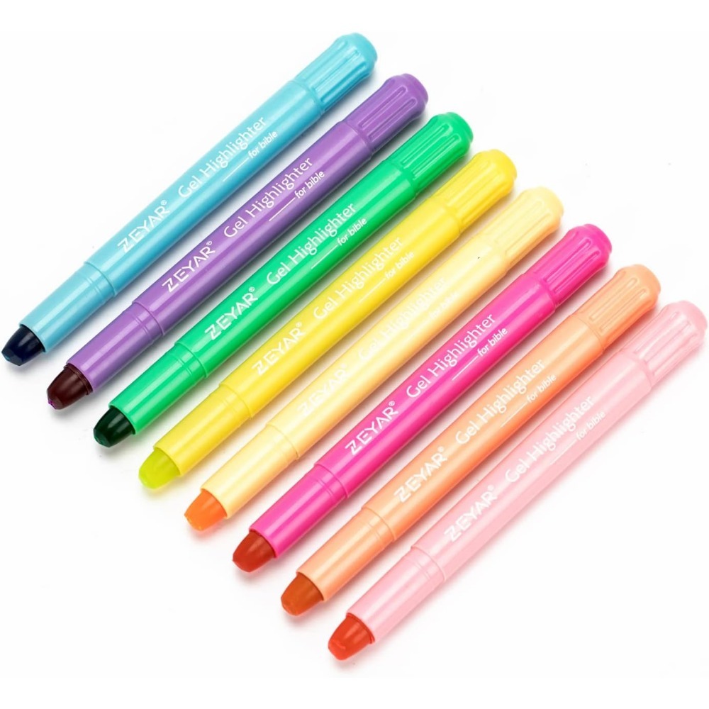 12 Bible Safe Gel Highlighters, 6 Bright Neon Yellow, 6 Colors Pink, Green,  Blue