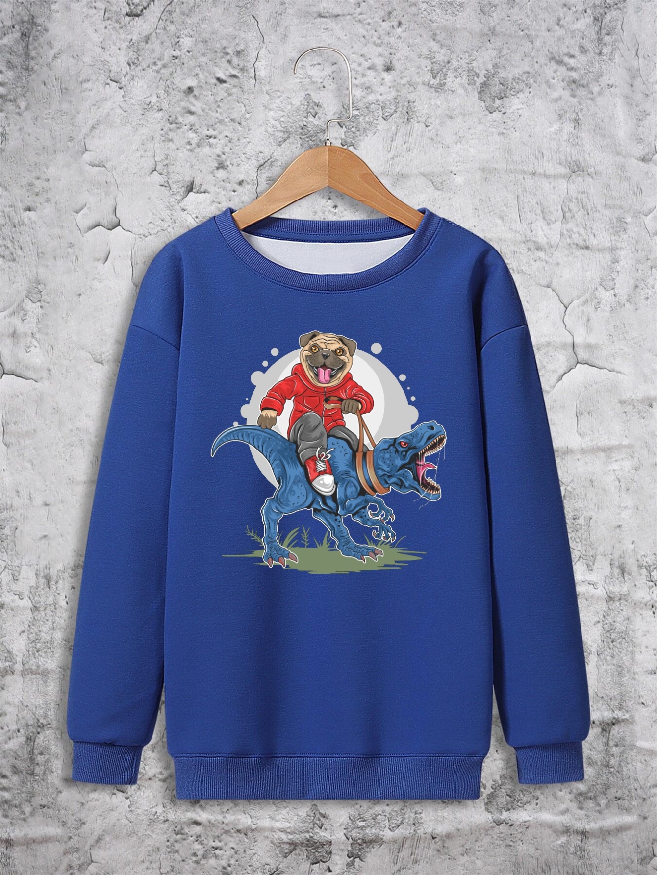 Novelty Dog Dinosaur Graphic Pullover Sweatshirt For Kid/ Temu Australia