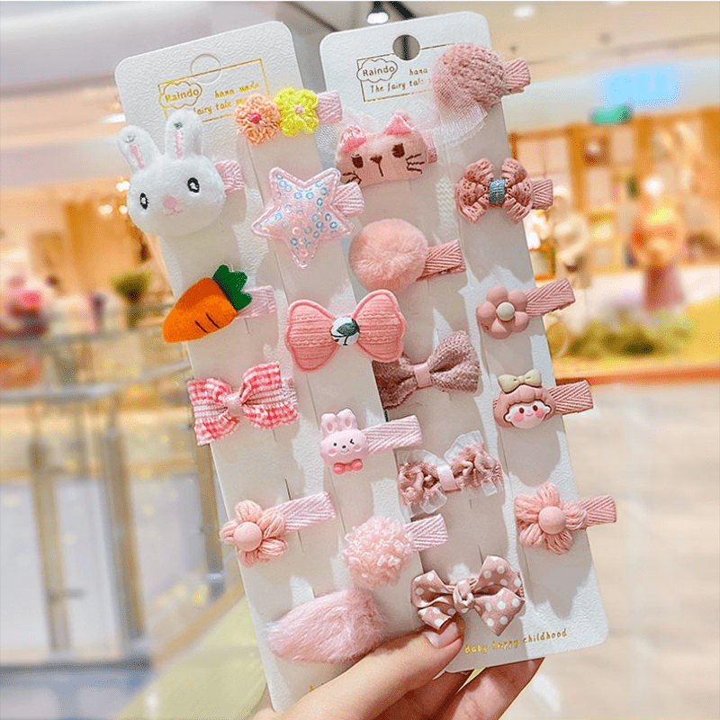 8/10/14/16pcs Ensemble De Clips À Cheveux Mignons En Peluche Pour