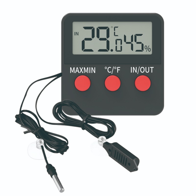 1pc Round Embedded Electronic Digital Thermometer Hygrometer For Reptile  Pet Acrylic Cage