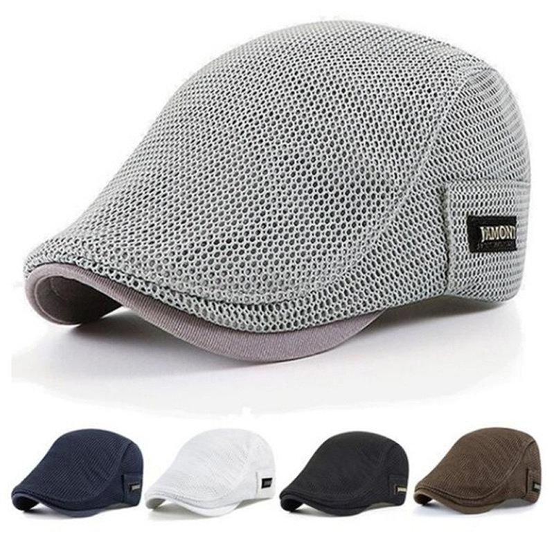 1pc Trendy Black Breathable Summer British Beret Cap For Men Women Golf, Ideal choice for Gifts